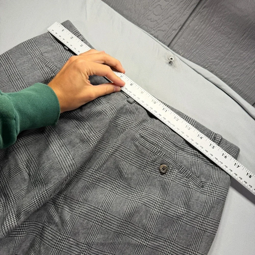 Vintage Polo Ralph Lauren Pants Mens 34x32 Gray Glen Check Cotton Wool Blend 90s